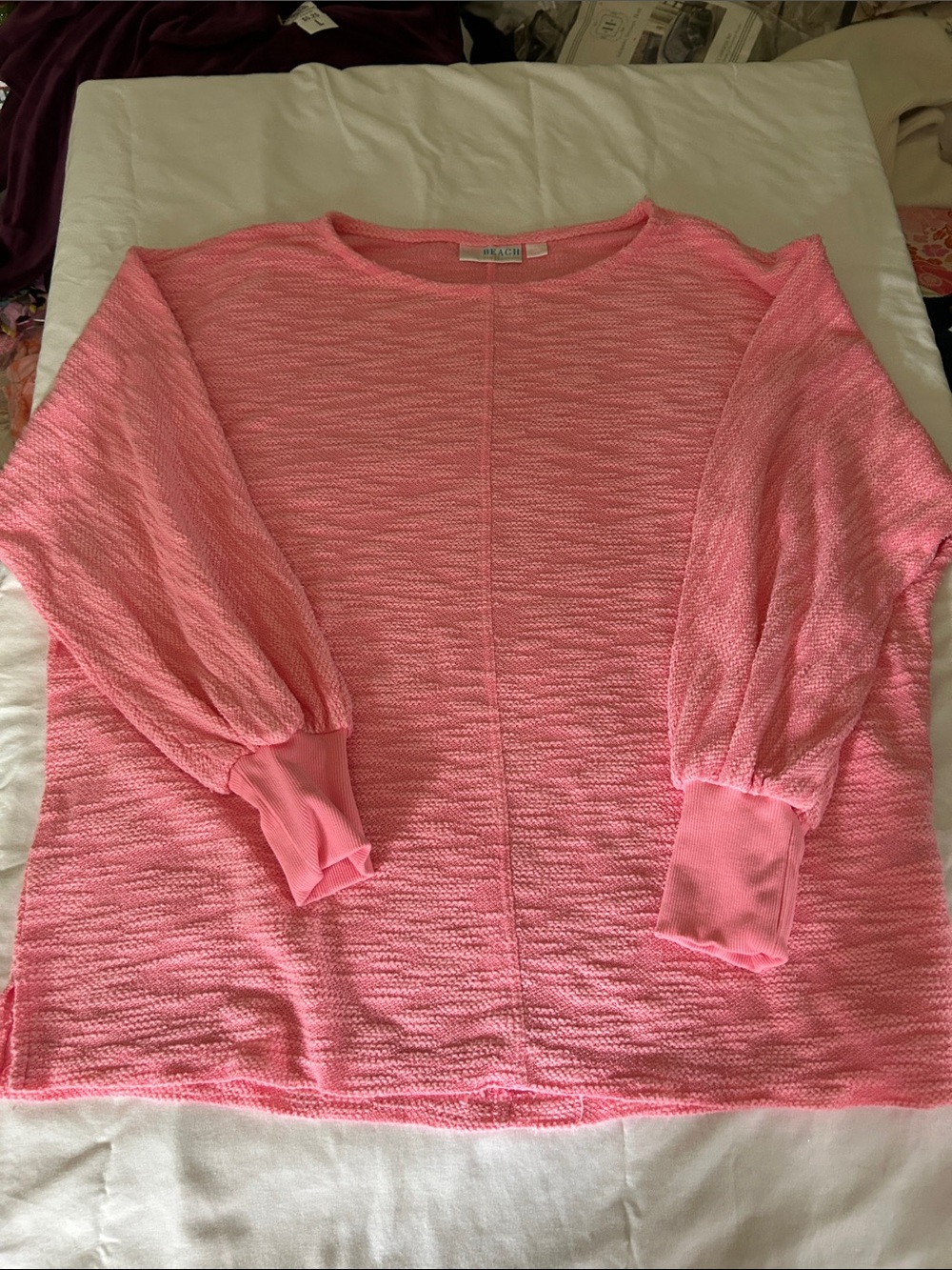 Belle by Kim Gravel Pink Scoop Neck Lightweight Knit Sweater